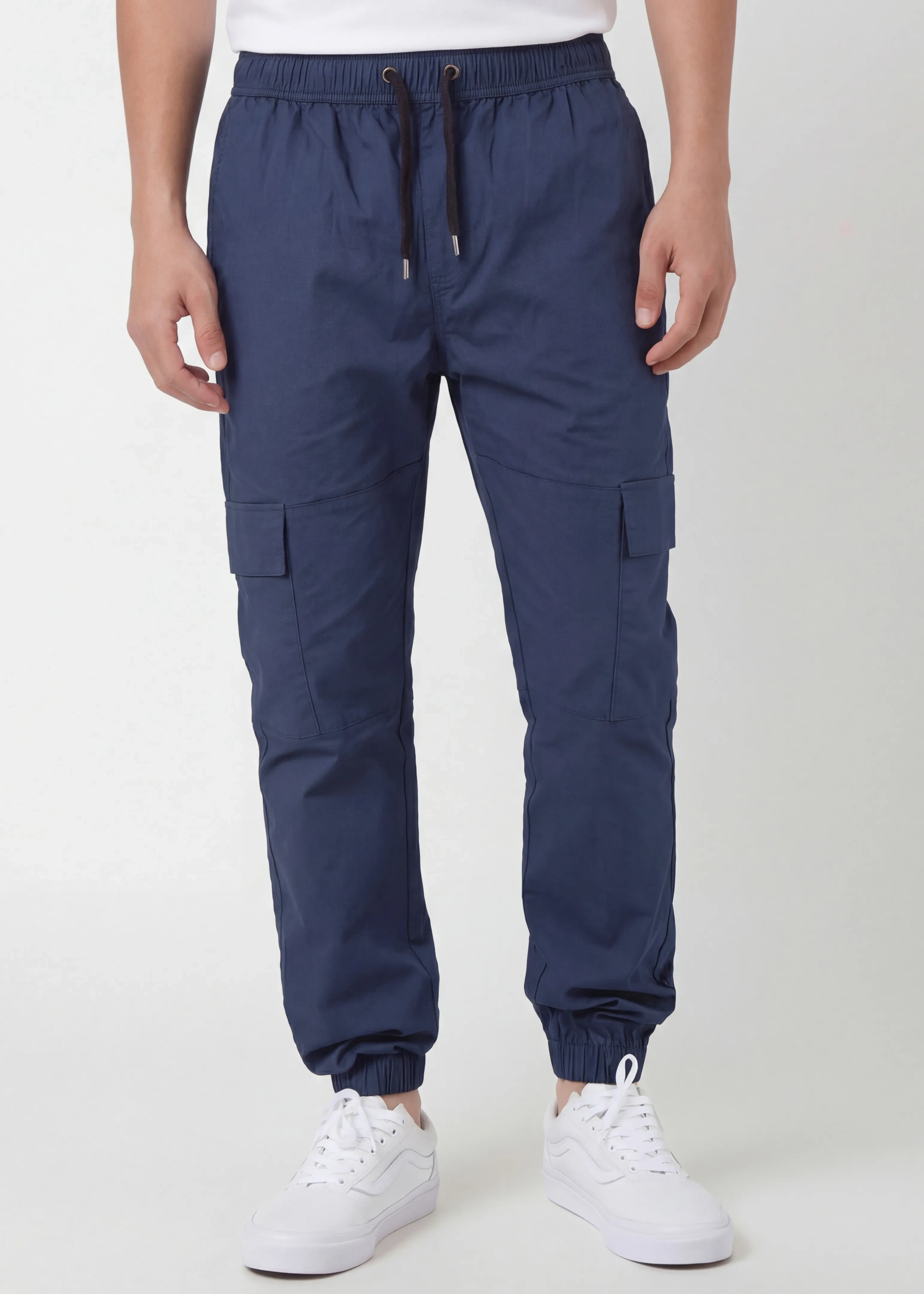 Men Cargo Joggers Athletic Pants Navy Blue