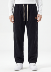 Men Elastic Waistband Track Pants Relaxed Fit Black