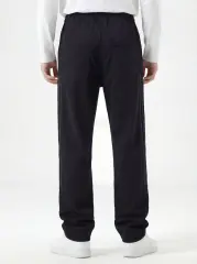 Men Elastic Waistband Track Pants Relaxed Fit Black
