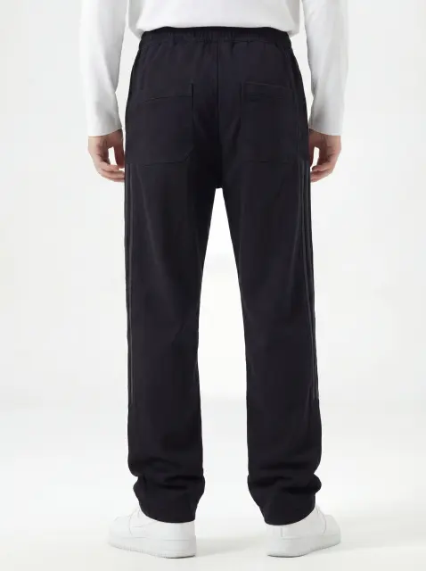 Men Elastic Waistband Track Pants Relaxed Fit Black