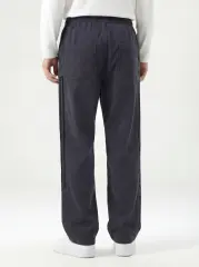 Men Elastic Waistband Track Pants Relaxed Fit Dark Grey