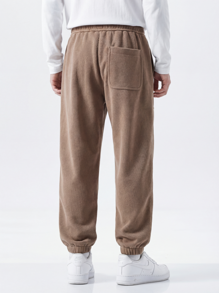 Mens Fleece Lined Sweatpants Winter Warm Running Outdoor Jogger Pants Regular Fit Khaki