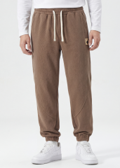 Fleece Lined Joggers for Men Winter with Pockets Relaxed Fit Khaki