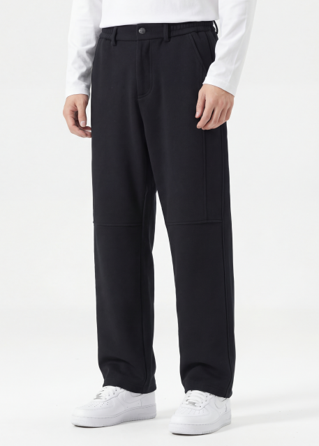 Mens Classic Fleece Casual Pants Relaxed Fit Black