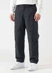 Mens Utility Convertible Hiking Pants Quick Dry Zip Off Travel Safari Pants Loose Fit Black