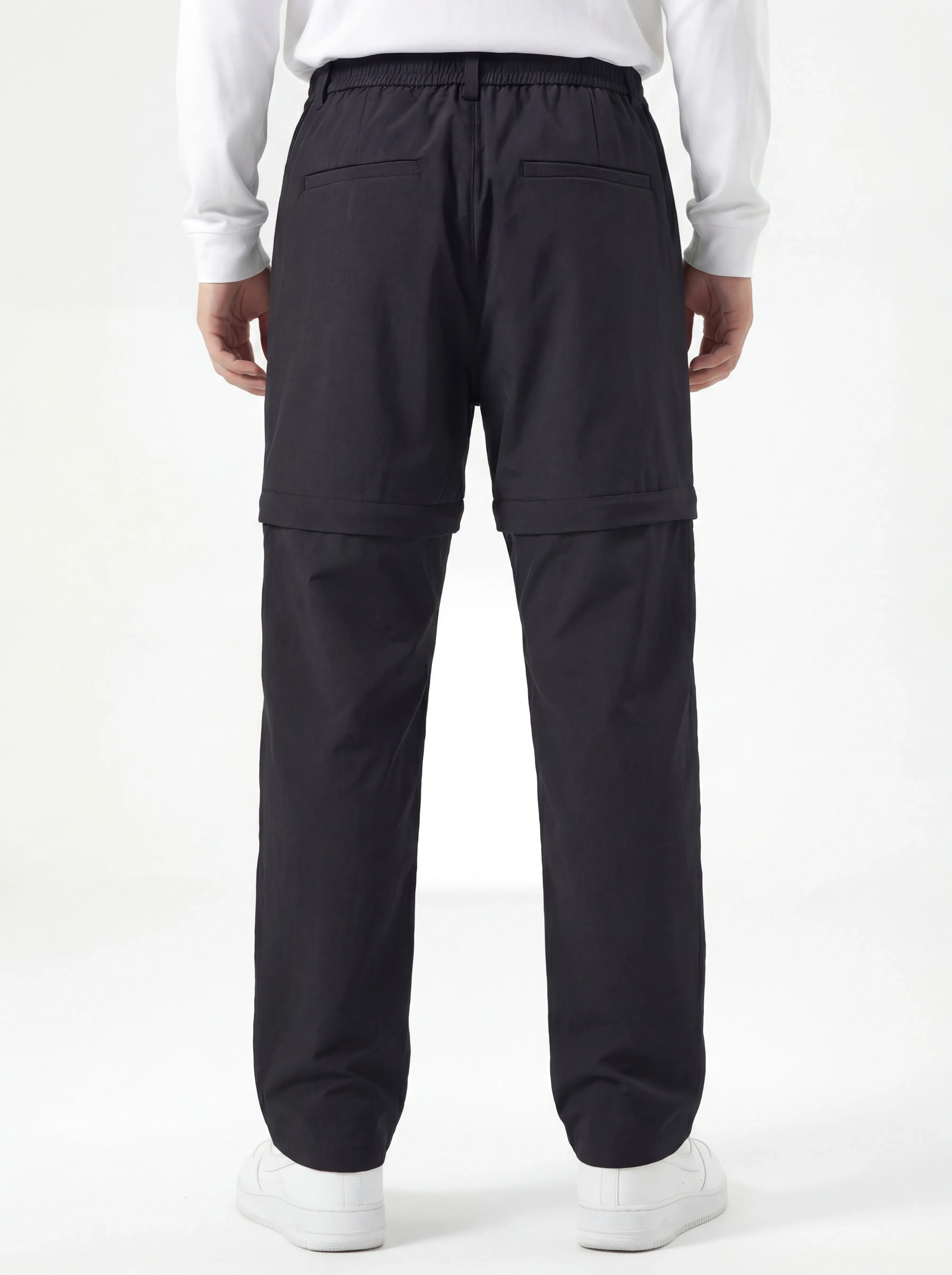 Mens Utility Hiking Pants Convertible Zip Off Fishing Motor Safari Travel Relaxed Fit Black