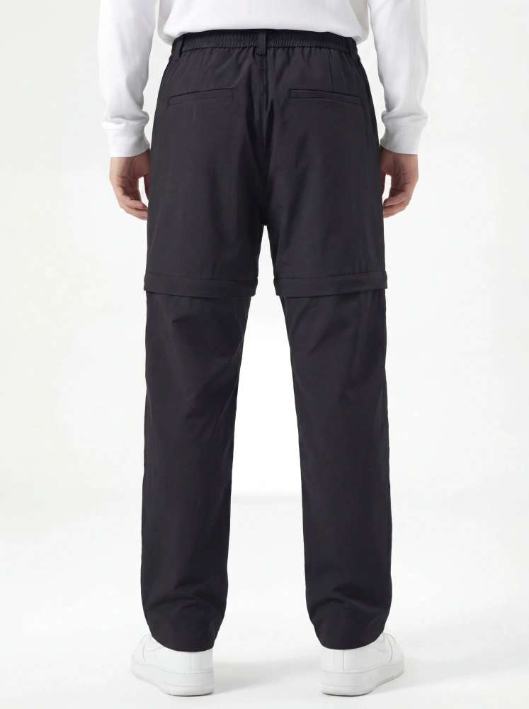 Mens Utility Hiking Pants Convertible Zip Off Fishing Motor Safari Travel Relaxed Fit Black