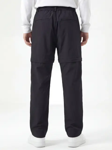Mens Utility Hiking Pants Convertible Zip Off Fishing Motor Safari Travel Relaxed Fit Black