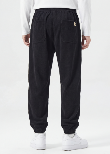 Fleece Lined Joggers for Men Winter with Pockets Relaxed Fit Black