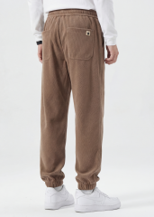 Fleece Lined Joggers for Men Winter with Pockets Relaxed Fit Khaki