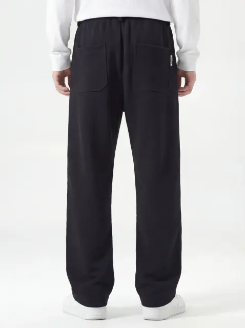 Mens Classic Fleece Casual Pants Relaxed Fit Black
