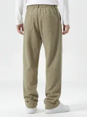 Mens Classic Fleece Casual Pants Relaxed Fit Khaki