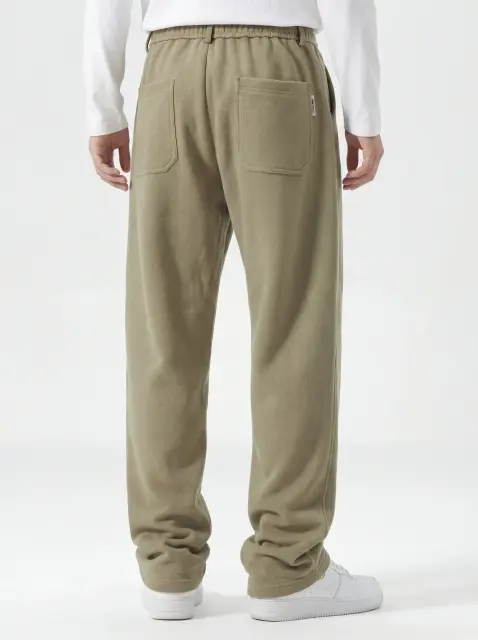 Mens Classic Fleece Casual Pants Relaxed Fit Khaki