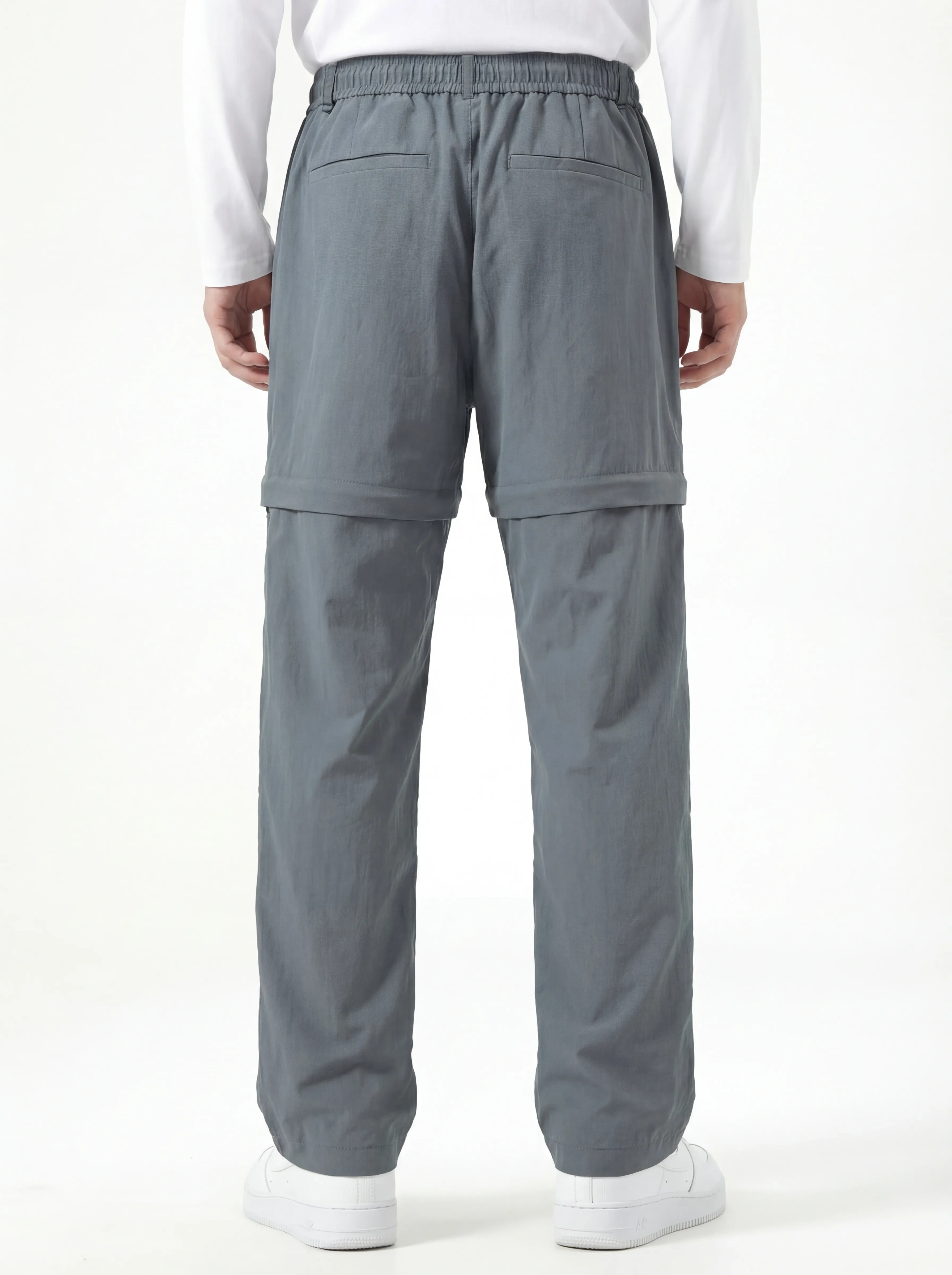 Mens Utility Hiking Pants Convertible Zip Off Fishing Motor Safari Travel Relaxed Fit Natural Grey