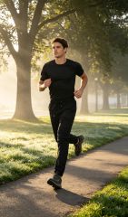 Mens Jogger Pants with Pockets Open Hem Slim Fit Black