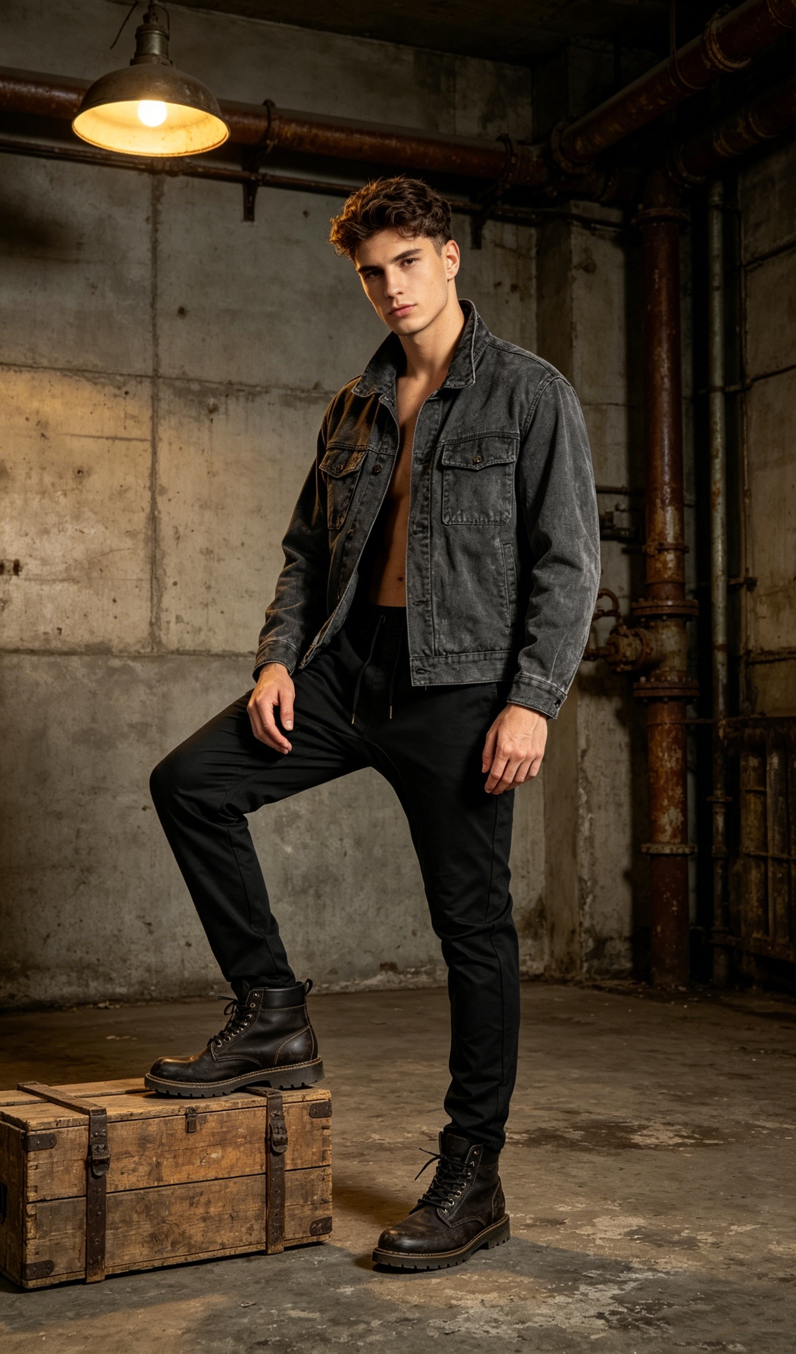 Men’s Jogger Pants with Pockets Open Hem Slim Fit Black