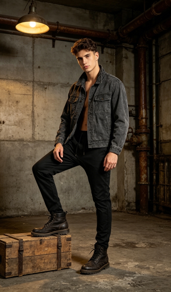 Men’s Jogger Pants with Pockets Open Hem Slim Fit Black