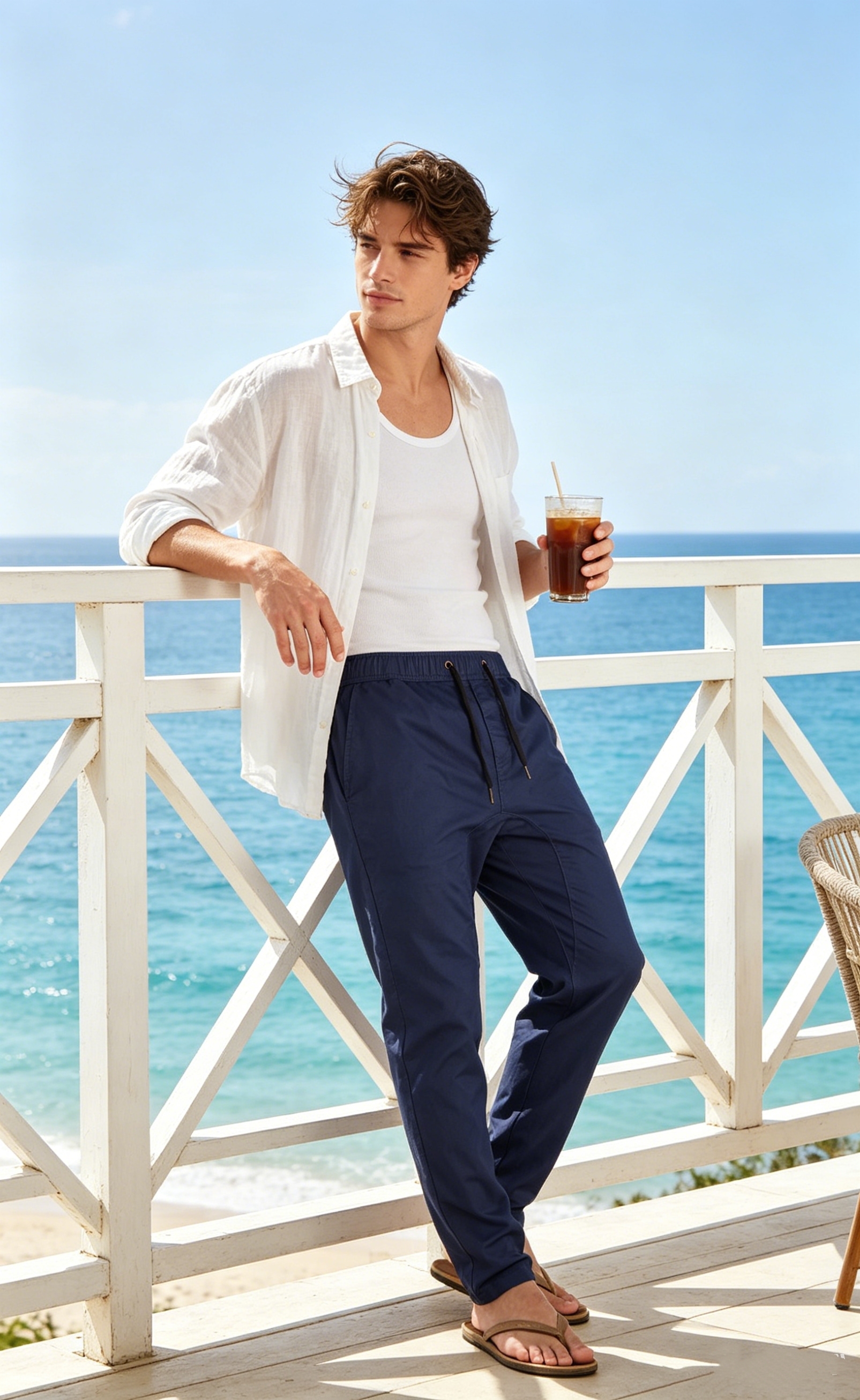 Mens Jogger Pants with Pockets Open Hem Slim Fit Navy Blue