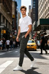 Men's Slim-Fit Tech Joggers with Zipper Pockets - Dark Grey