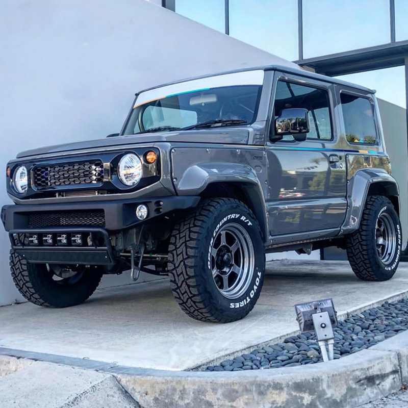 Plastic narrow body front bar Iron guard board with 4 LED small lights(white light) for Jimny JB74W JB64W JB74 JB64 2018+