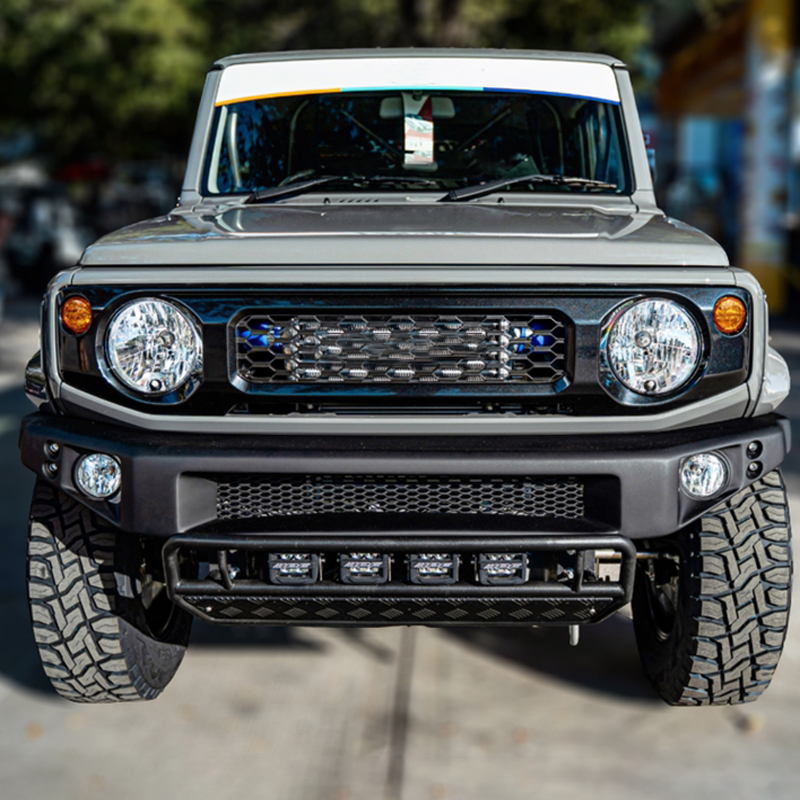 Narrow Plastic Front Bumper Iron guard board with 4 LED small lights (Yellow light) for Jimny JB74W JB64W JB74 JB64 2018+