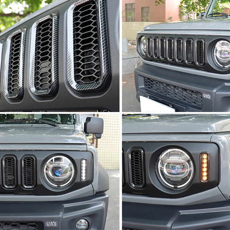 Front Grille A Carbonfiber Painting with LED Indicator+DRL for Jimny JB74W JB64W JB74 JB64 2018+