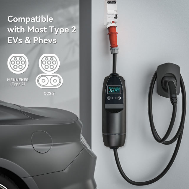 Level 2 Type2 Portable EV Charger For All Type2 EVs With Schuko Plug