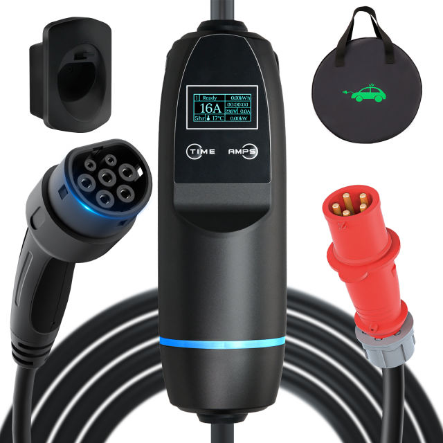 Level 2 Type2 Portable EV Charger For All Type2 EVs With 5pin CEE Plug（6-32A 3 Phase MAX 22Kw）