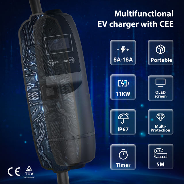 Level 2 Type2 Portable EV Charger For All Type2 EVs With Schuko Plug