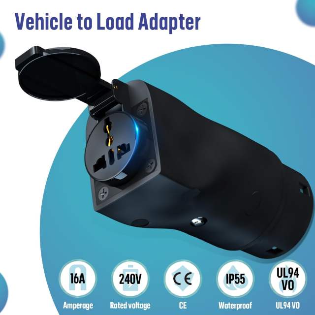 EVPEIWE Type 2 EV Adapter to Socket AU Standard 10A/15A, Vehicle to Load Adpater Suitable for BYD All Series V2L Adapter EV Discharger to Charge Laptop Lamp Kettle Projector, Outdoor Power Station