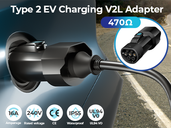 Type 2 V2L Discharging Adapter for BYD, MG, Xpeng Geely