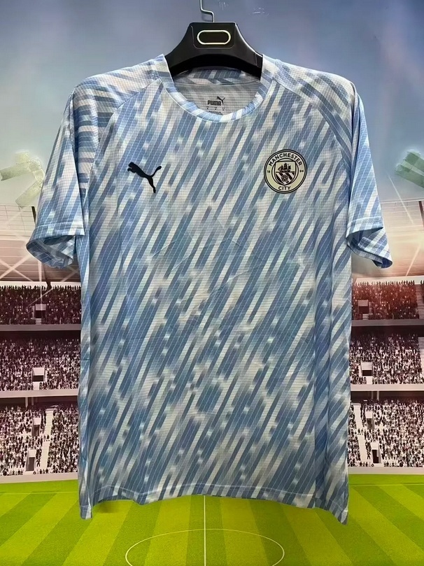 2025-26 Manchester City Blue and White Training Football Jersey