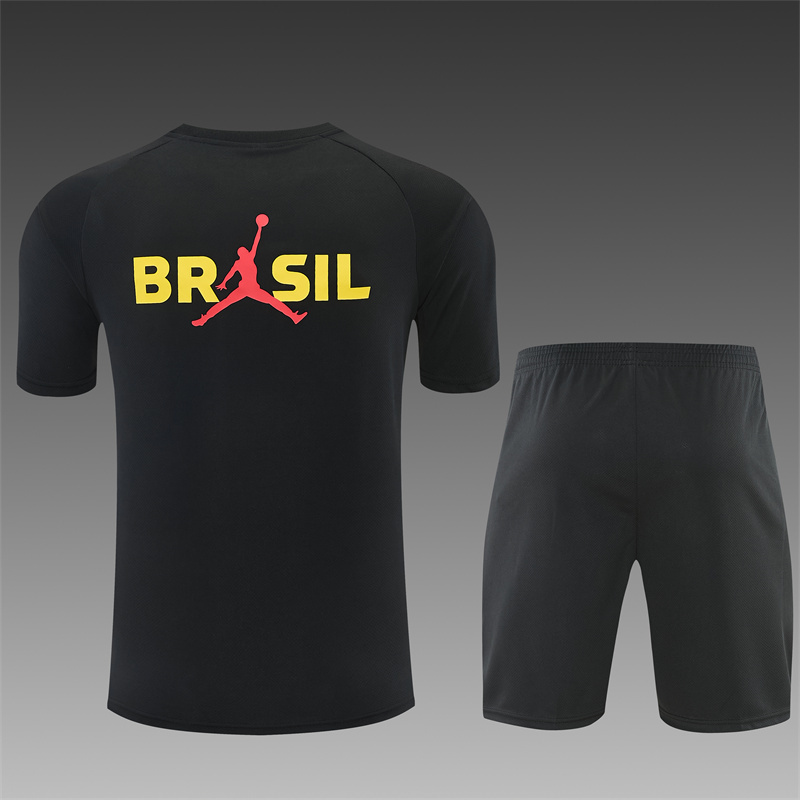 2026/27 Brazil Black and orange pink Short Sleeve Tracksuits