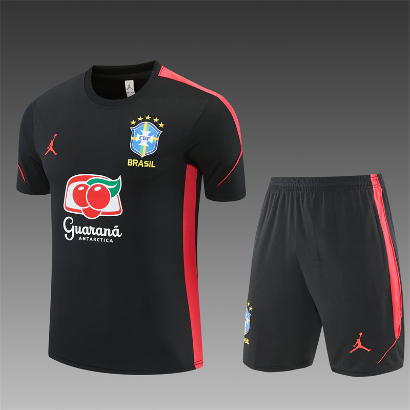 2026/27 Brazil Black and orange pink Short Sleeve Tracksuits