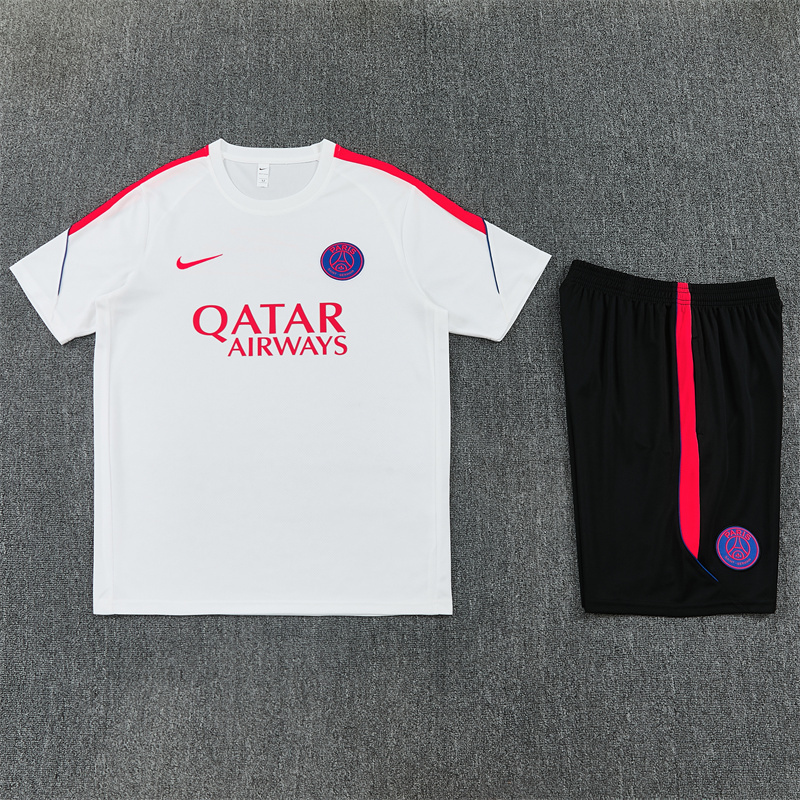 26/27 PSG White Short Sleeve Tracksuits PSG