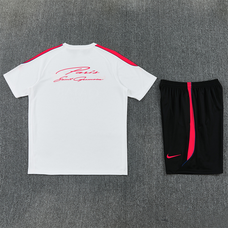 26/27 PSG White Short Sleeve Tracksuits PSG