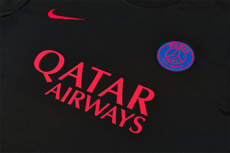 26/27 PSG Black Short Sleeve Tracksuits PSG