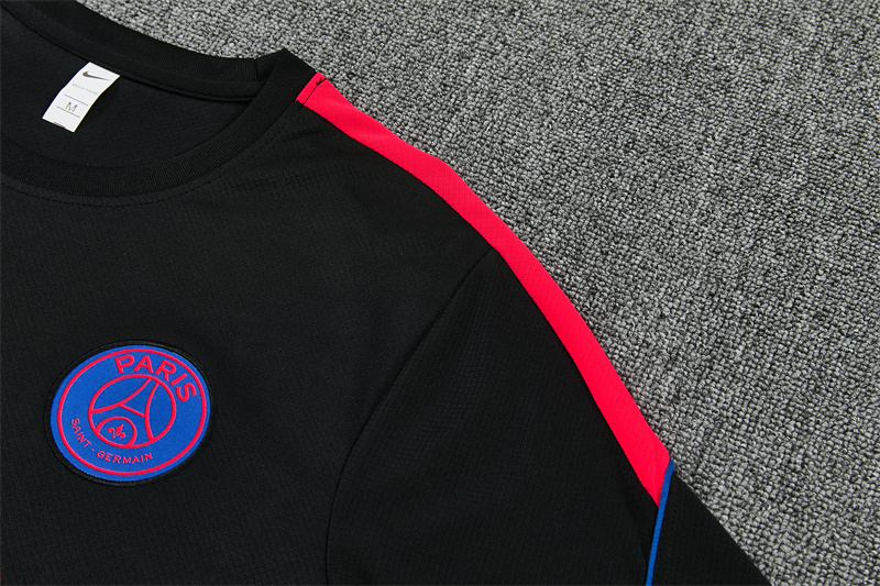 26/27 PSG Black Short Sleeve Tracksuits PSG