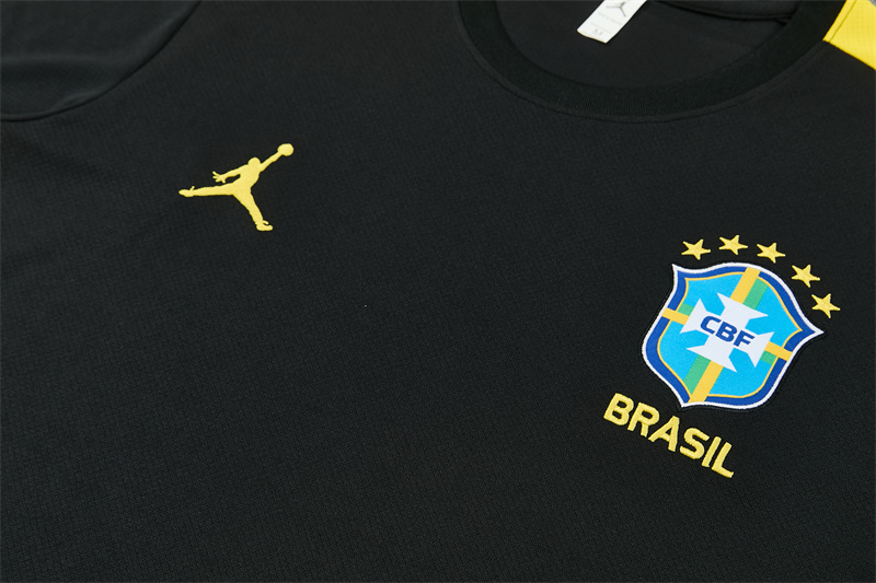 26/27 Jordan Brazil Black and Yellow Short Sleeve Tracksuits