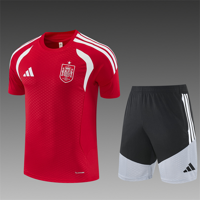 26/27 Spain Red and White Short Sleeve Tracksuits