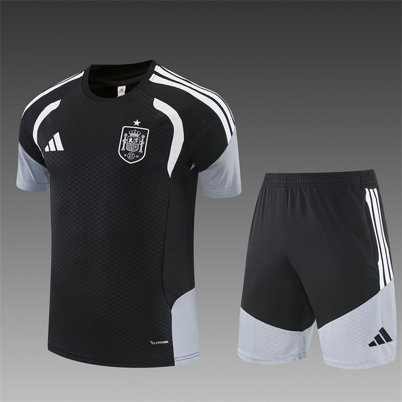 26/27 Spain Black Short Sleeve Tracksuits