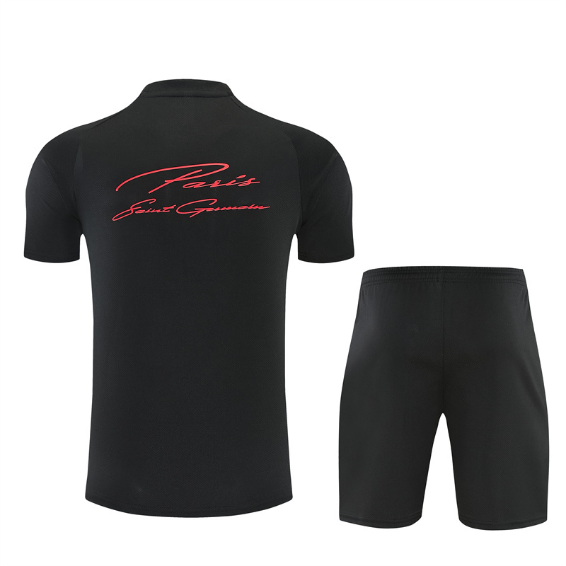 26/27 PSG Black Short Sleeve Tracksuits PSG