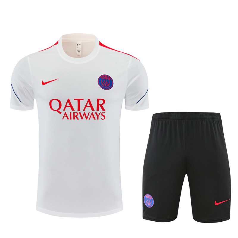 26/27 PSG White Short Sleeve Tracksuits PSG