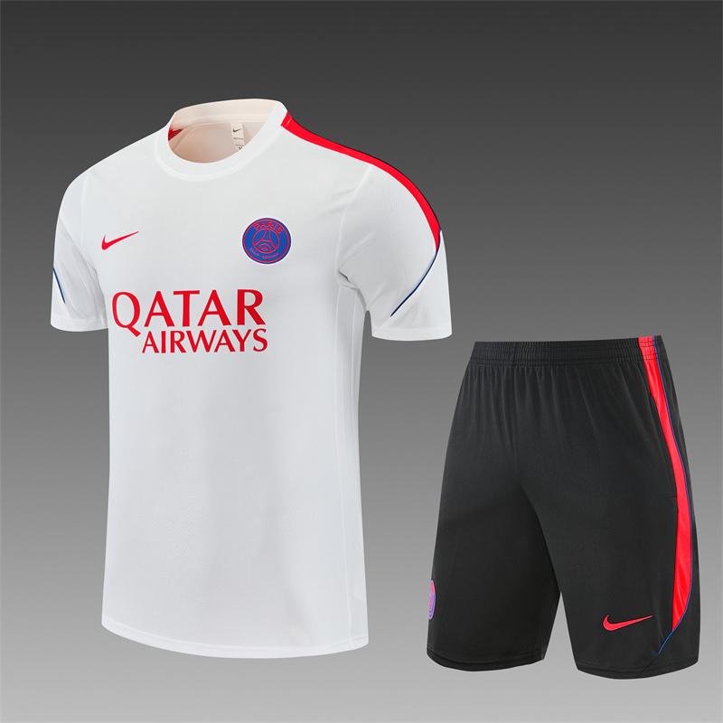 26/27 PSG White Short Sleeve Tracksuits PSG