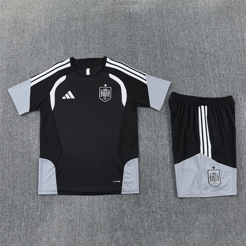 26/27 Spain Black Short Sleeve Tracksuits