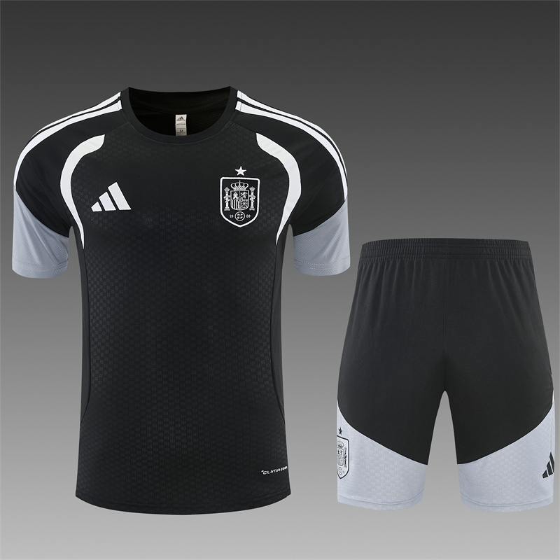 26/27 Spain Black Short Sleeve Tracksuits