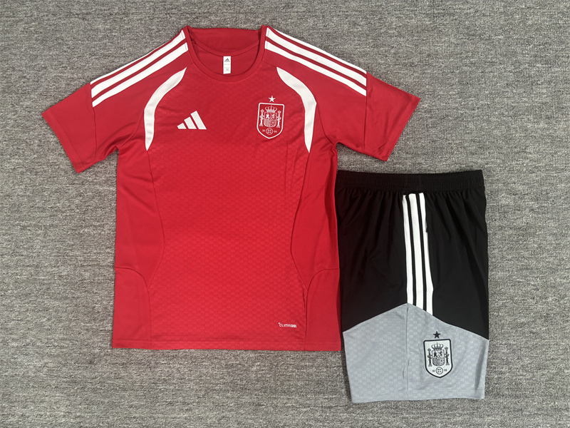 26/27 Spain Red and White Short Sleeve Tracksuits