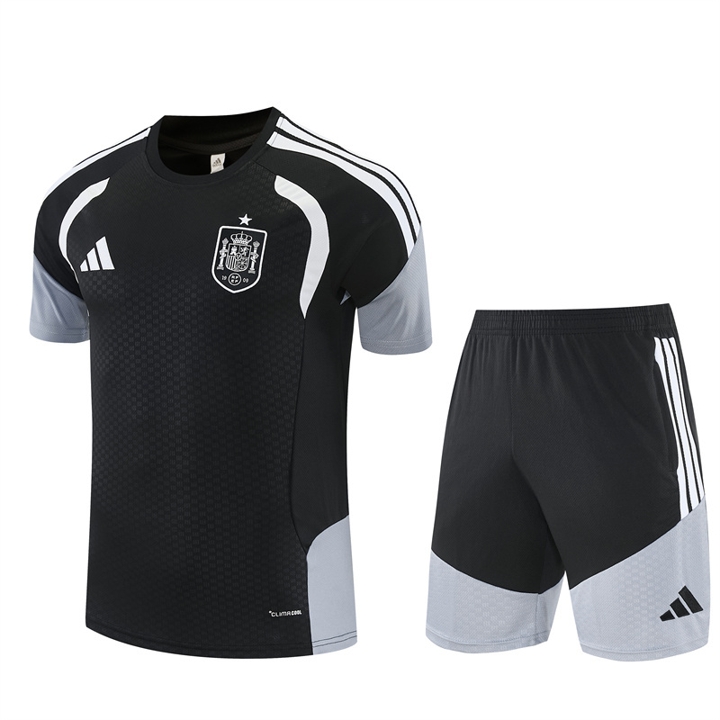 26/27 Spain Black Short Sleeve Tracksuits
