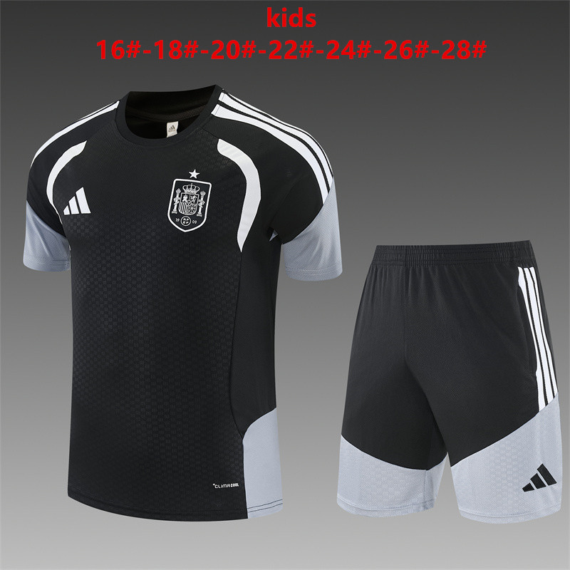 26/27 Spain Black Short Sleeve Tracksuits