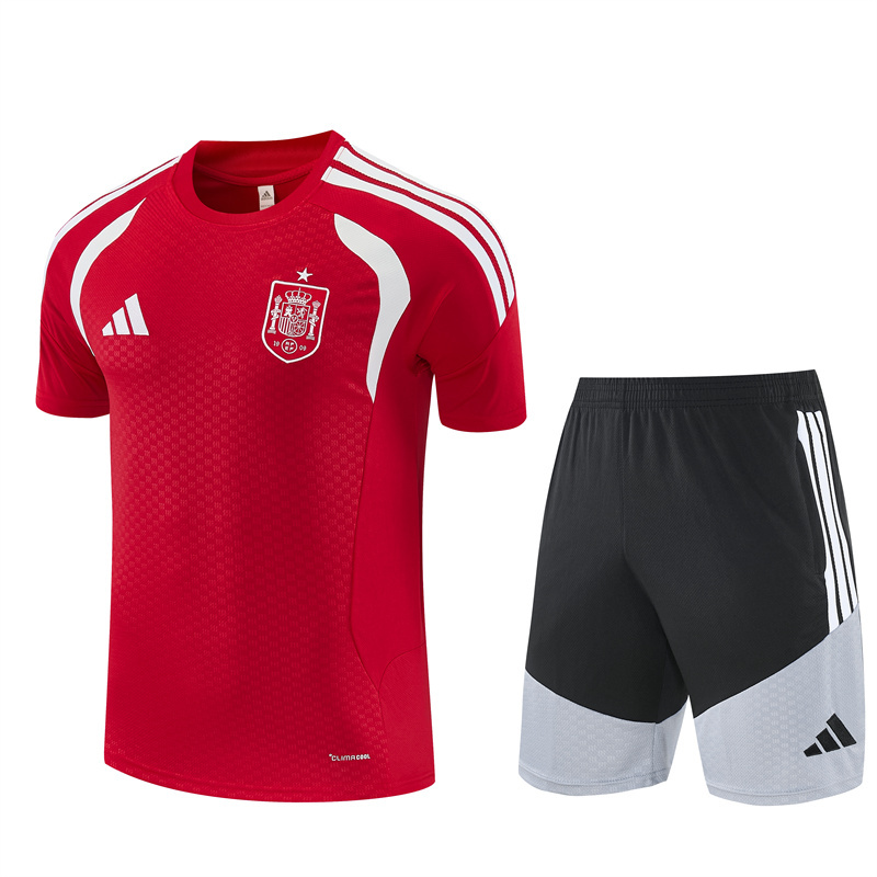 26/27 Spain Red and White Short Sleeve Tracksuits